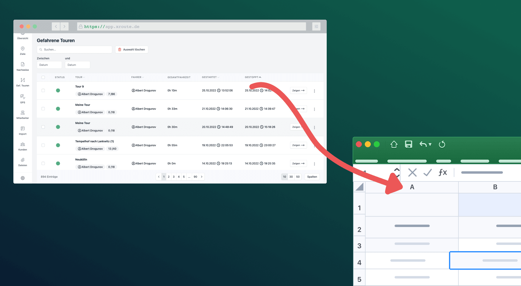 Time Tracking with Excel Export for Drivers