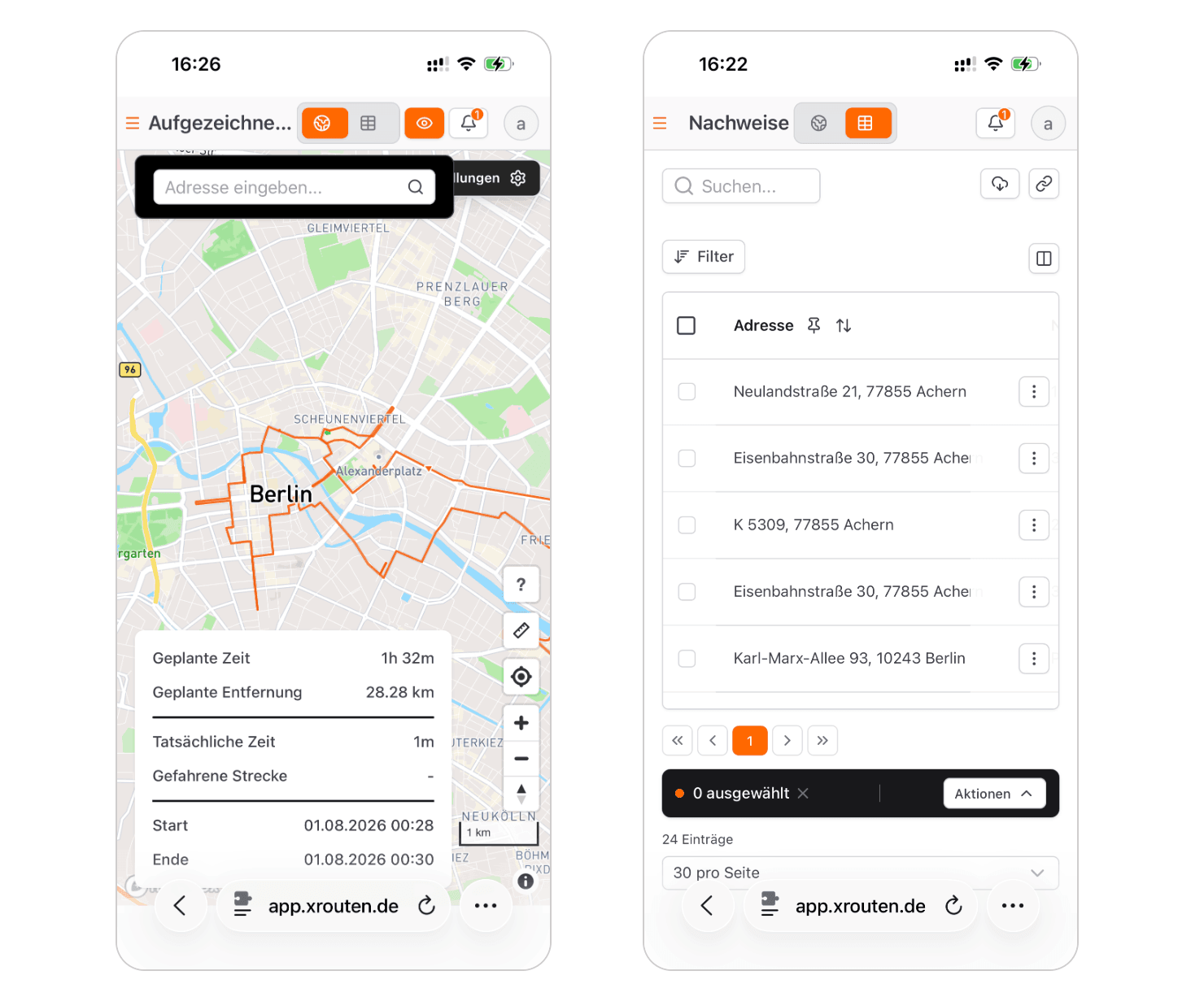 Mobile web view for drivers